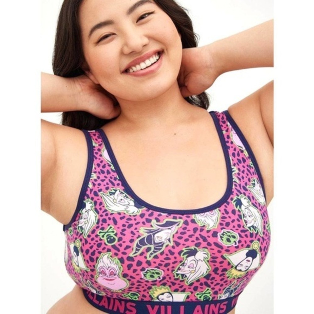 Torrid 2 (2X 18/20) Disney Villains Pink Leopard Ursula Wireless Bralette Bra - Picture 3 of 3